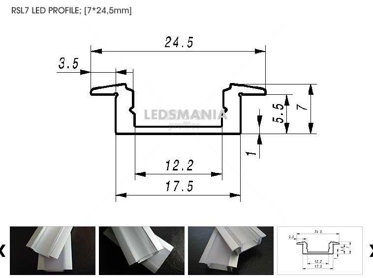24,5 mm Led profiel SlimLine  inbouw / opbouw 2x100