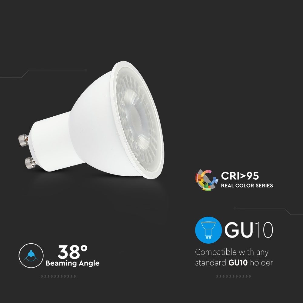 6W GU10 LED SPOT 2700K - Warm wit, CRI>95 TRUE COLOR