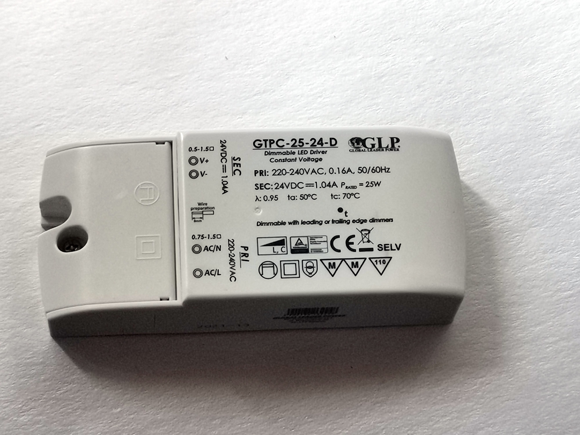 GLP PSU Triac dimbaar LED driver 24V 25W 0.1-1.04A