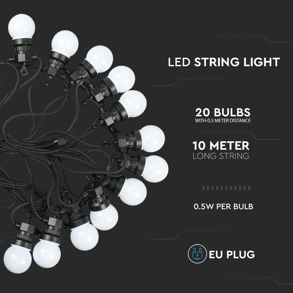 LED Prikkabel Warm wit 10 m 20x 0,5w LED Lampen