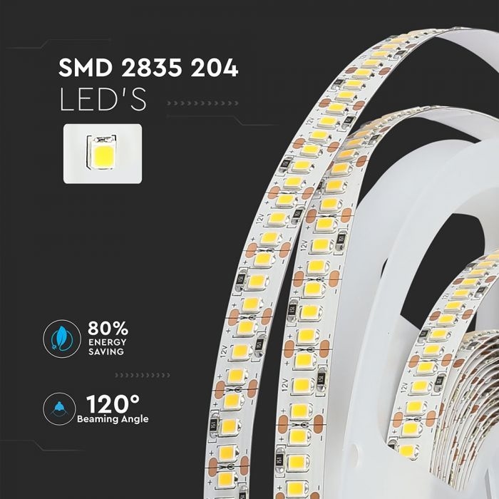SMD3528 204 leds per meter 12V - kleur opties 3000K of 4000K