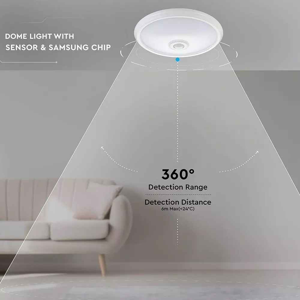 V-tac LED Plafondlamp met sensor -12W - 3000K - Warm Wit