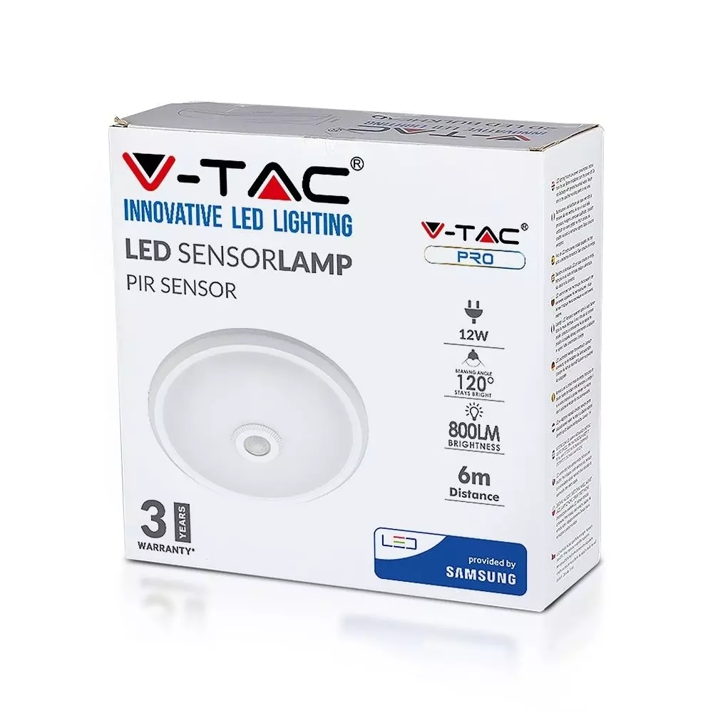 V-tac LED Plafondlamp met sensor -12W - 4000K NW