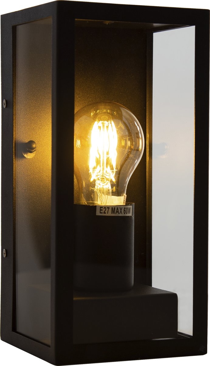 Vintage wandlamp zwart - BOX IP44 - E27 exclusief lichtbron
