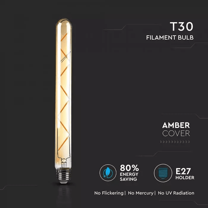 7W T30 LED FILAMENT BULB AMBER GLASS 2200K E27